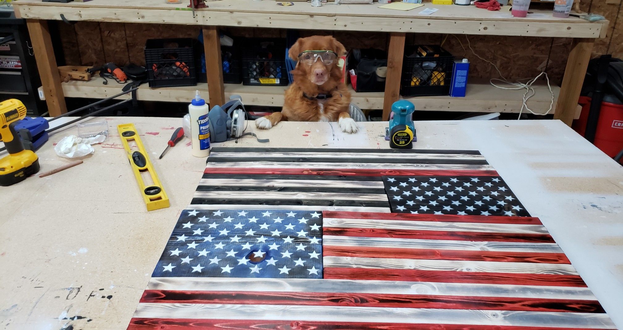 Wood Burnt American Flag