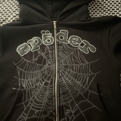 Black Sp5der Hoodie Zip Up