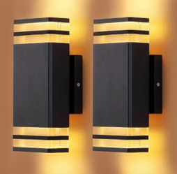 Outdoor LED Rectangle Up and Down Wall Sconce set of 2