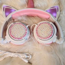 Girls Light Up Rhinestone Unicorn Headphones