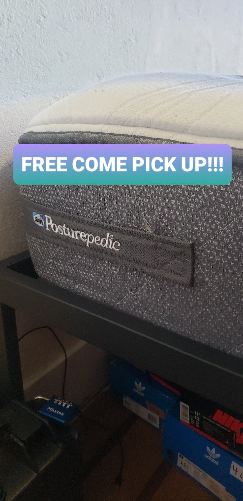 FREE!!! Queen Posturepedic and Matching Box Spring FREE!!! First come first serve.