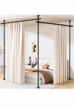 Black Floor-to-Ceiling Room Divider Curtain Rod