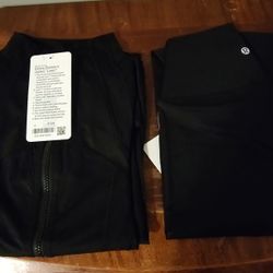 Lululemon Jacket Leggings Sets. Medium And large Black And Pink 