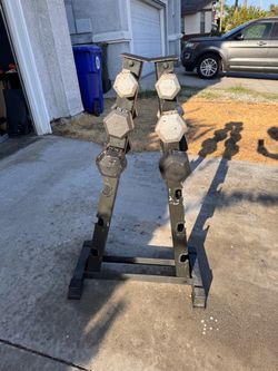 Hex Dumbbell Set with A-Frame Rack