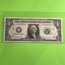 2017  1 $ Dollar (Four Pairs) Fancy Serial Number  Note
