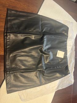 MANGOPOP Women Basic High Waisted Mini Short Pencil Bodycon Faux Leather Skirt