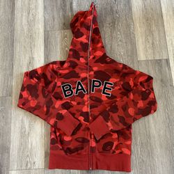 BAPE Color Camo Logo Full Zip Hoodie Red
