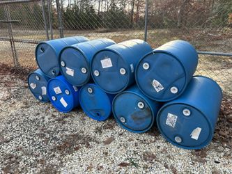 55 Gallon Plastic Barrels. 40.00 Each