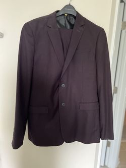 Burgundy Egara Extreme Slim Fit Suit – 42L / 36W + Dress Shirt (16–16.5 / 34-35)