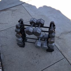 Dumbbell Weights With Dumbbell Rack