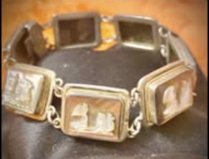 Sterling silver and mother of pearl 1920s-1930s bracelet