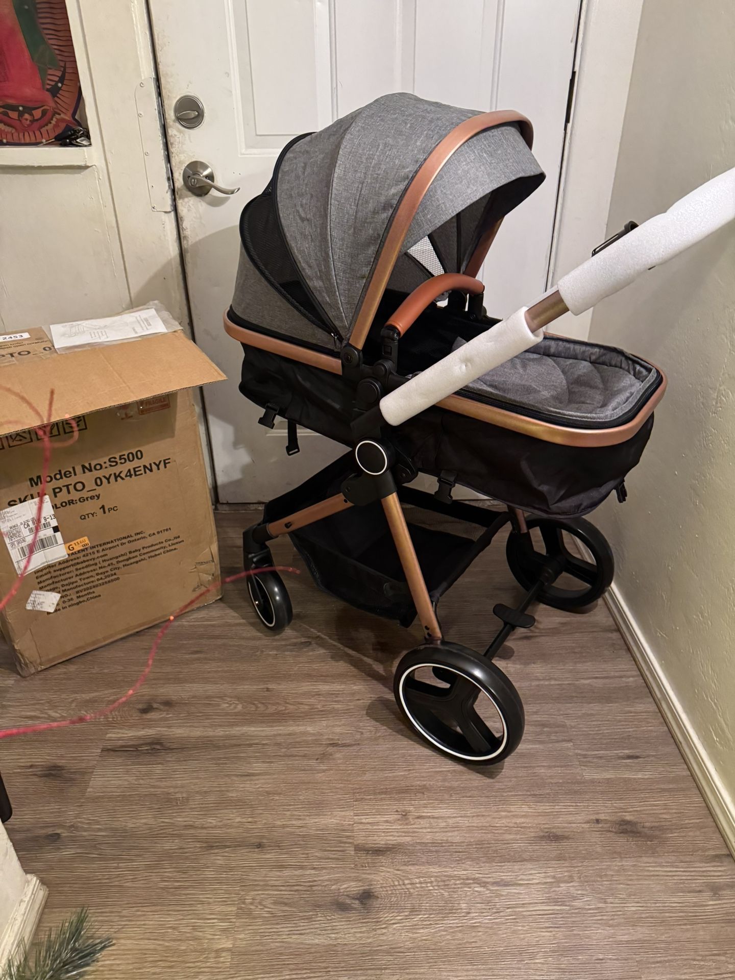 2 in 1 Baby Stroller, Convertible Foldable Standard Stroller, Reversible Pushchair Infant Buggy Carriage