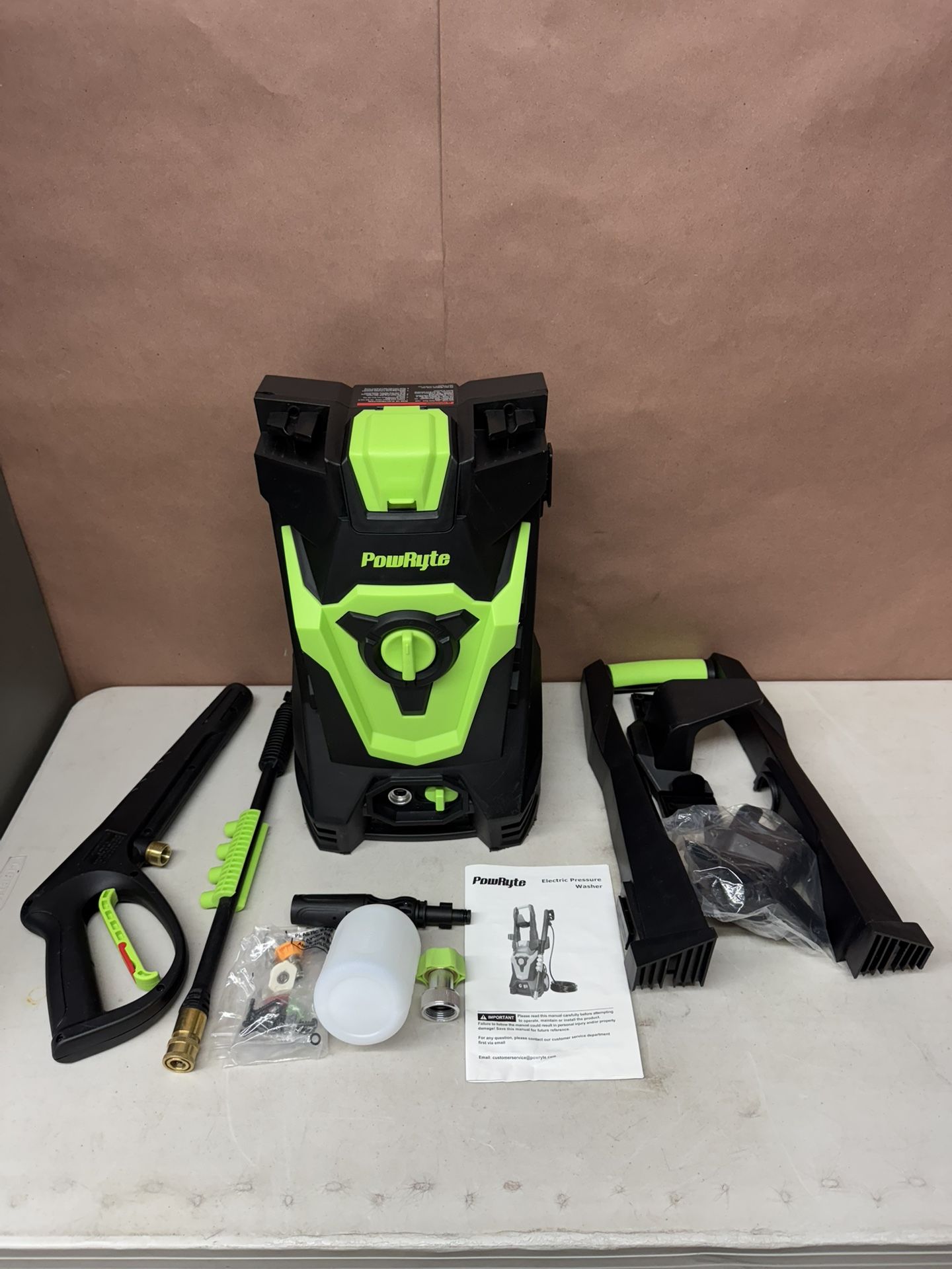 PowRyte 3800 PSI Pressure Washer with Hose, Foam Cannon, 4 Different Pressure Tips