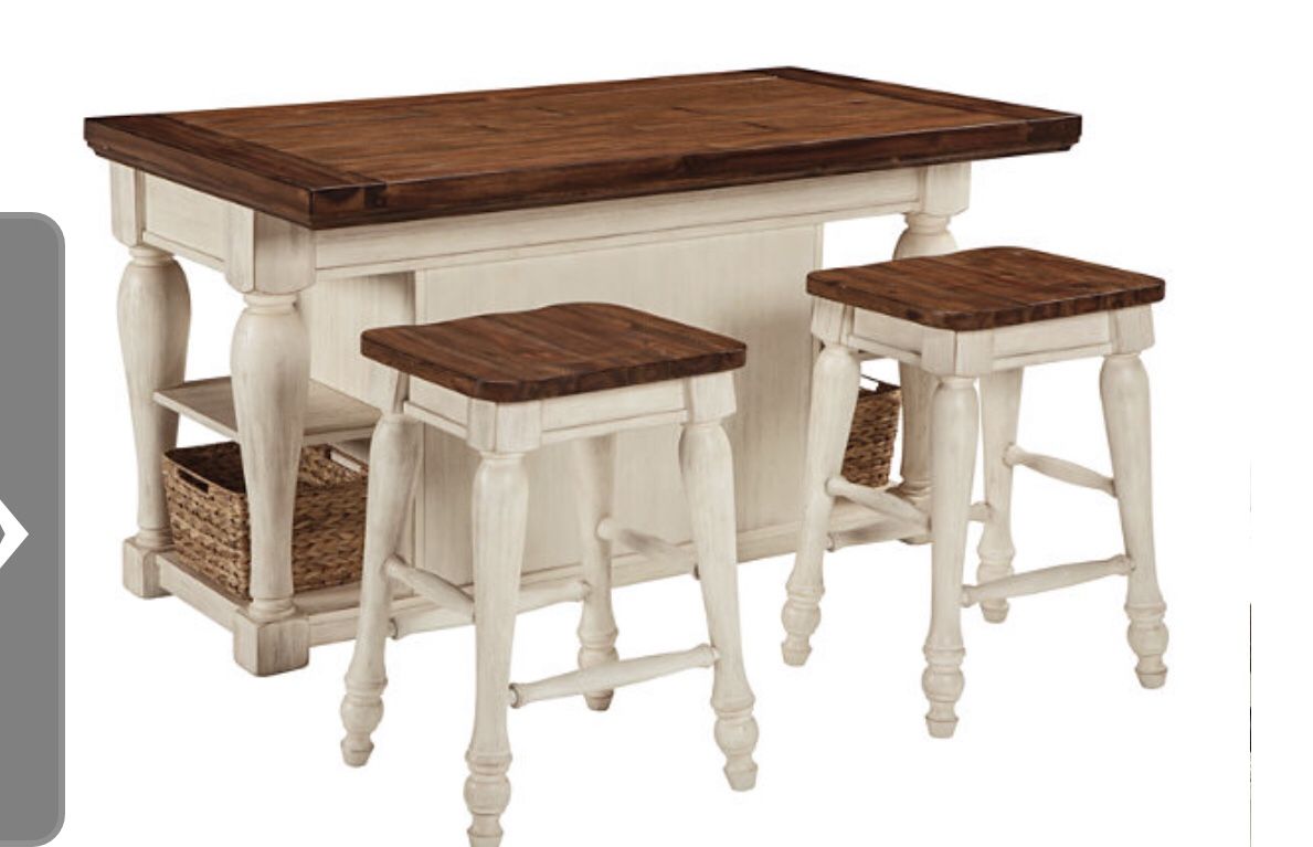 Ashley’s Furniture Island Table with two chairs