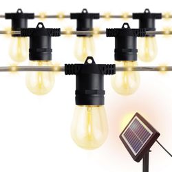 29FT Solar Powered Outside IP65 Waterproof Hanging Warm White Led S14 Edison Bulbs for Patio Garden Pool Yard Porch Gazebo Indoor Decorations