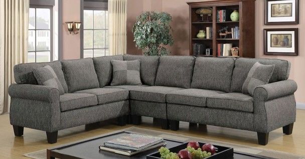 FINANCE TODAY! Dark Grey L Shape LivingRoom Couch Sofa Sectional Linen-like Fabric