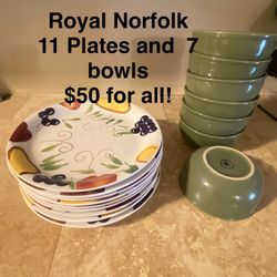 Royal Norfolk PLATES AND BOWLS Great Price! 