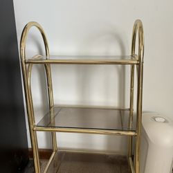 Rolling Brass + Glass Cart