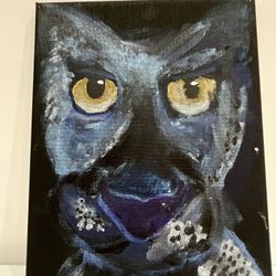 Midnight Panther – Shiny Silver Acrylic Painting