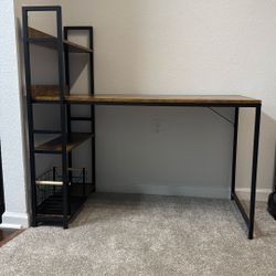 Work Desk With Built-in Book Shelf
