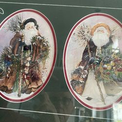 Vintage Double Santa Framed Prints