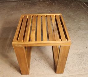Acacia Wood Slatted Accent Table Indoor Outdoor 22" high
