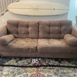 Brown 3 Seater Suede Couch 
