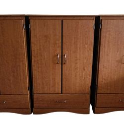 Cherry-Finish Storage Cabinet with Shelves and Drawer