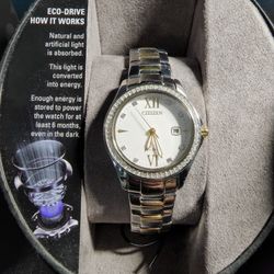 Citizen Eco-Drive Women's Two-Tone Crystal Watch FE1144-85B