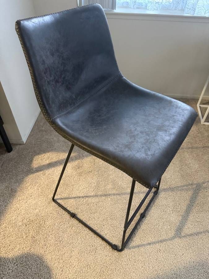 2-piece Set of low-backed Upholstered Barstools - Dark Grey