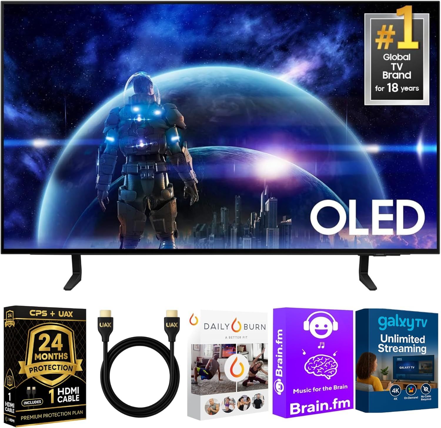 Samsung 65-Inch OLED S90D 4K UHD Smart TV Bundle with Quantum HDR+