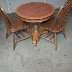 Solid Wood Table And 2 Chairs