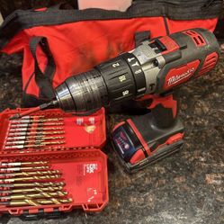 Milwaukee M18 HAMMER DRILL /Driver W/ Fully Charged Battery, NO CHARGER 