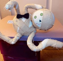 Rare Halloween Mummy Stuffed Shelf Sitter Inspired by Tim Burton-Style Decor 18’