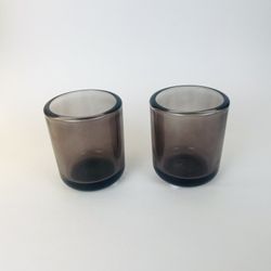 Gray Clear Color Votive Candle Holders Set of 2 3.5 Inch Kirkland EUC