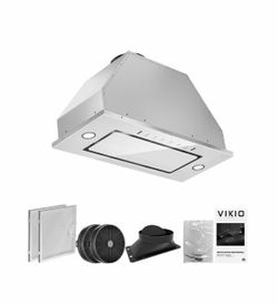 30 in. 900 CFM Ducted to Ductless Convertible Insert Stainless Steel Range Hood and White Glass With Permanent Filters