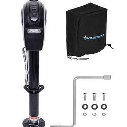 POLESTAR Electric Trailer Jack, 5000lbs Electric Power A-Frame Tongue Jack with Waterproof Protective Cover & LED Light for Travel Trailer Camper, RV,
