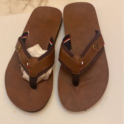 Tommy Hilfiger Brown Leather Men’s Sandals 