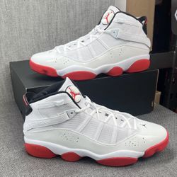 Nike Air Jordan 6 Rings Cherry Red White Black 322992-126 Men's size 10