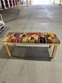 Handmade Bench With Vintage Moroccan Rug