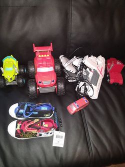 Toys great working condition and paid off shoes size 11 all together $20