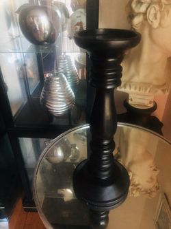 Tall black wood candle holder 2