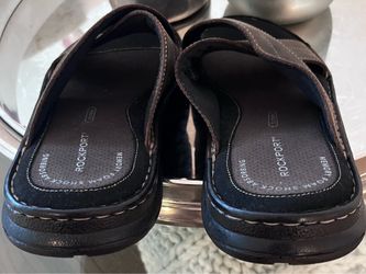 Rockport Brown Leather Slide Sandals