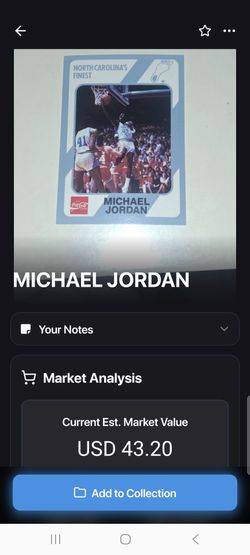 Michael Jordan North carolina card