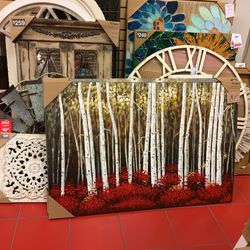 Large Birch Tree Canvas Wall  Art - 4’x 3’