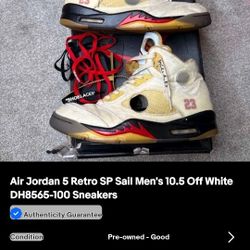 Jordan 5 Offwhites Size 10.5