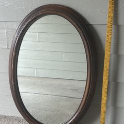 Antique Early American Wooden Oval Shaped Mirror