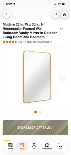 22x30 Gold Framed Rectangular Wall Mirror