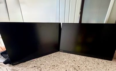 2x Lenovo D27-30 27” Monitors — Excellent Condition Dual Setup