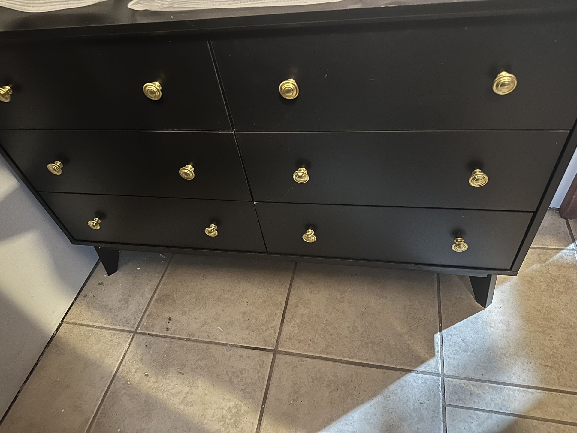 Black Dresser, 47.2” L 6 Drawers Dresser